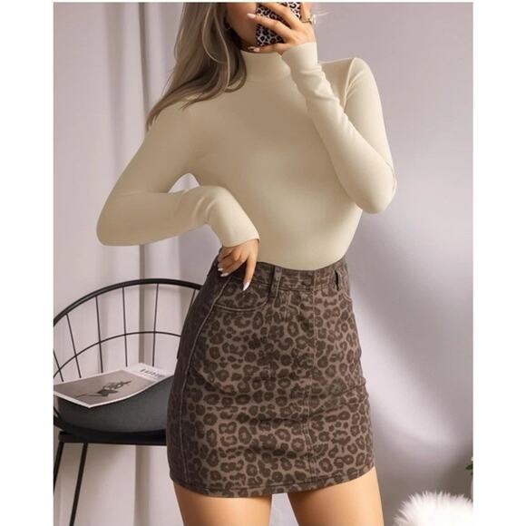 MANGOPOP Mock Turtleneck Long Sleeve Bodysuit THONG Shapewear Ribbed Size XL New - Picture 2 of 7